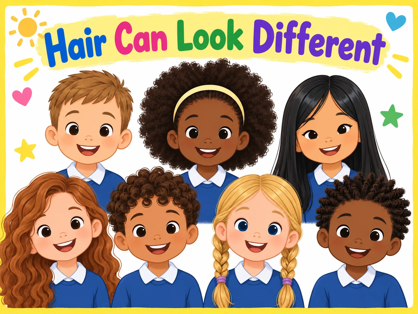 Different hair types educational illustration