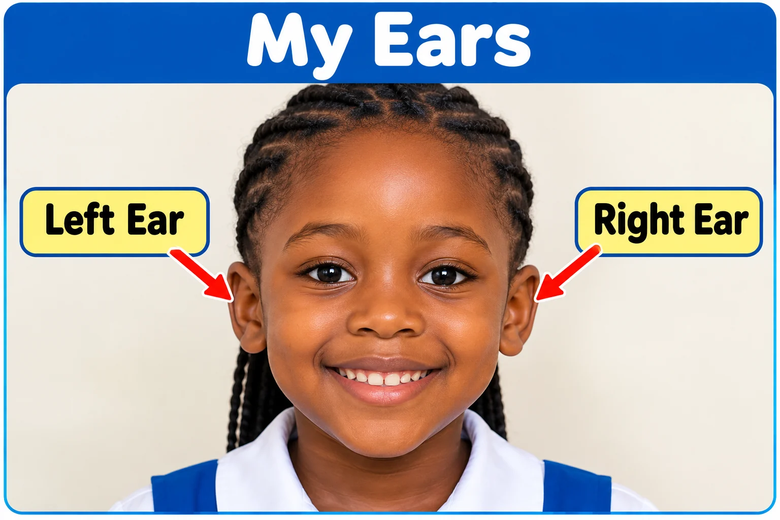 Diagram showing the left and right ears of a child