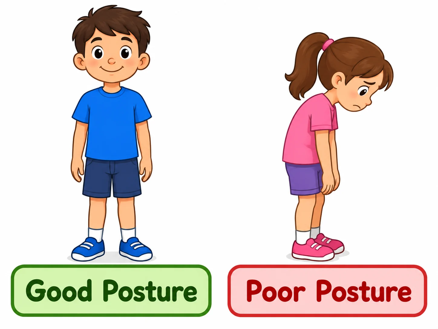 Good and poor posture educational illustration