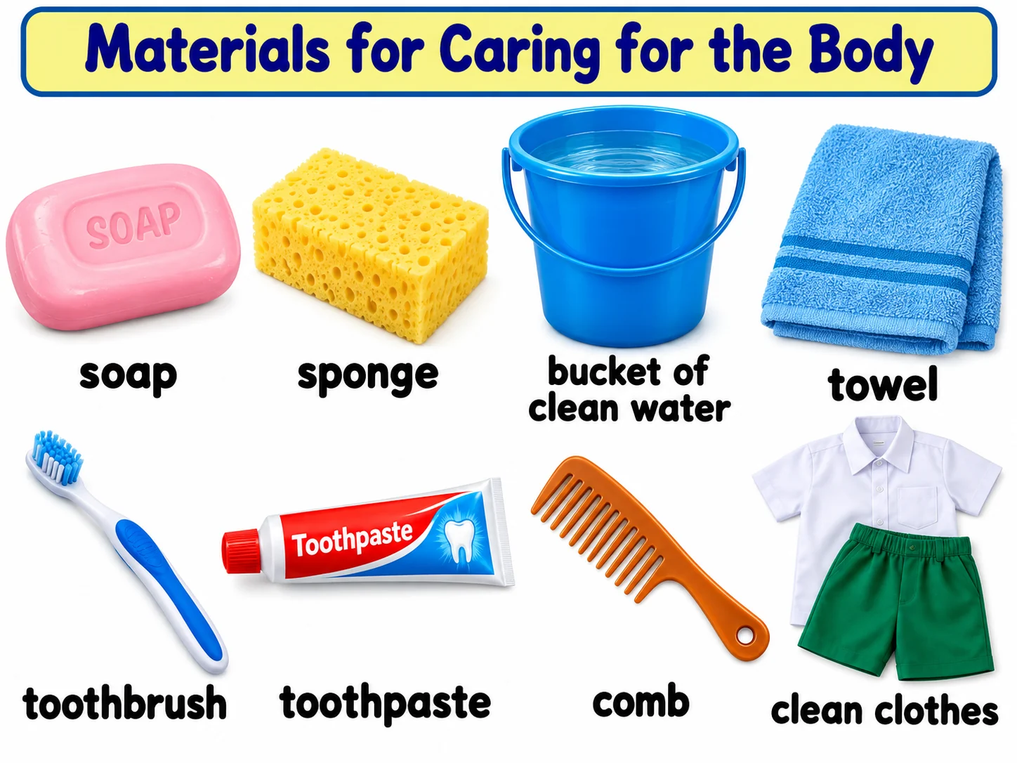 Body care materials educational illustration