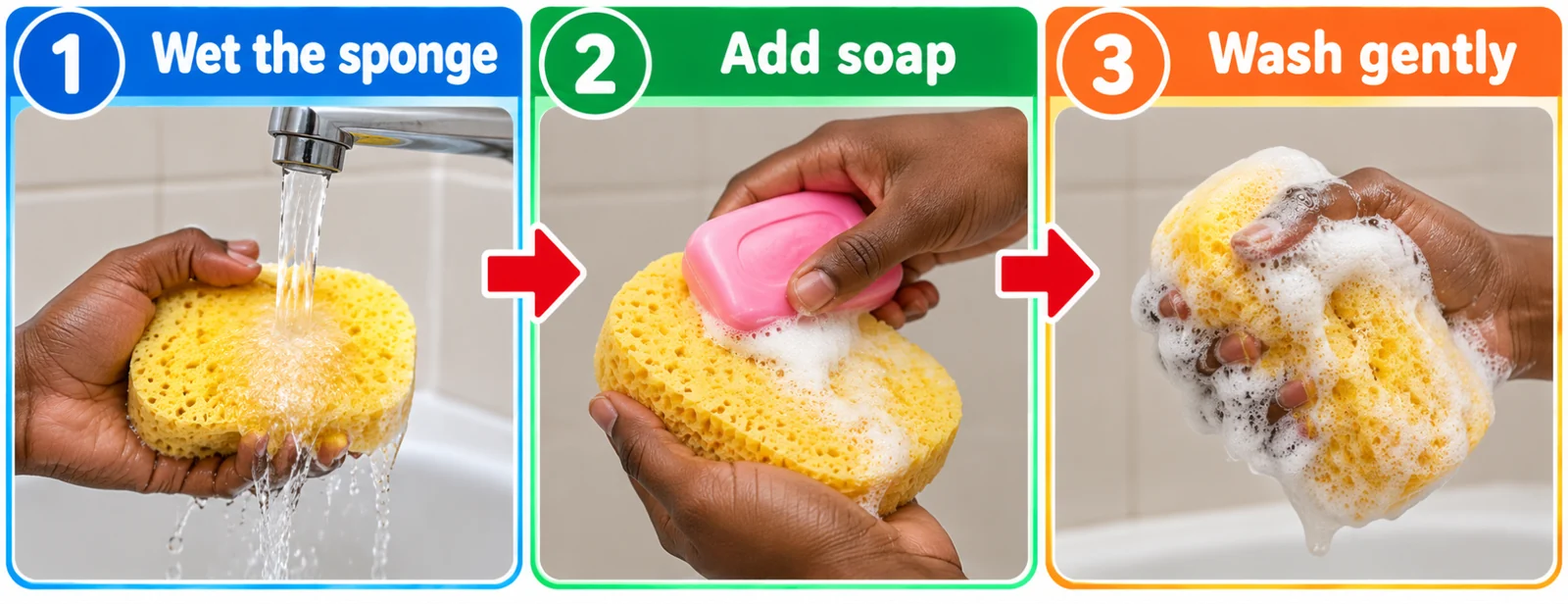 How to use a sponge educational illustration