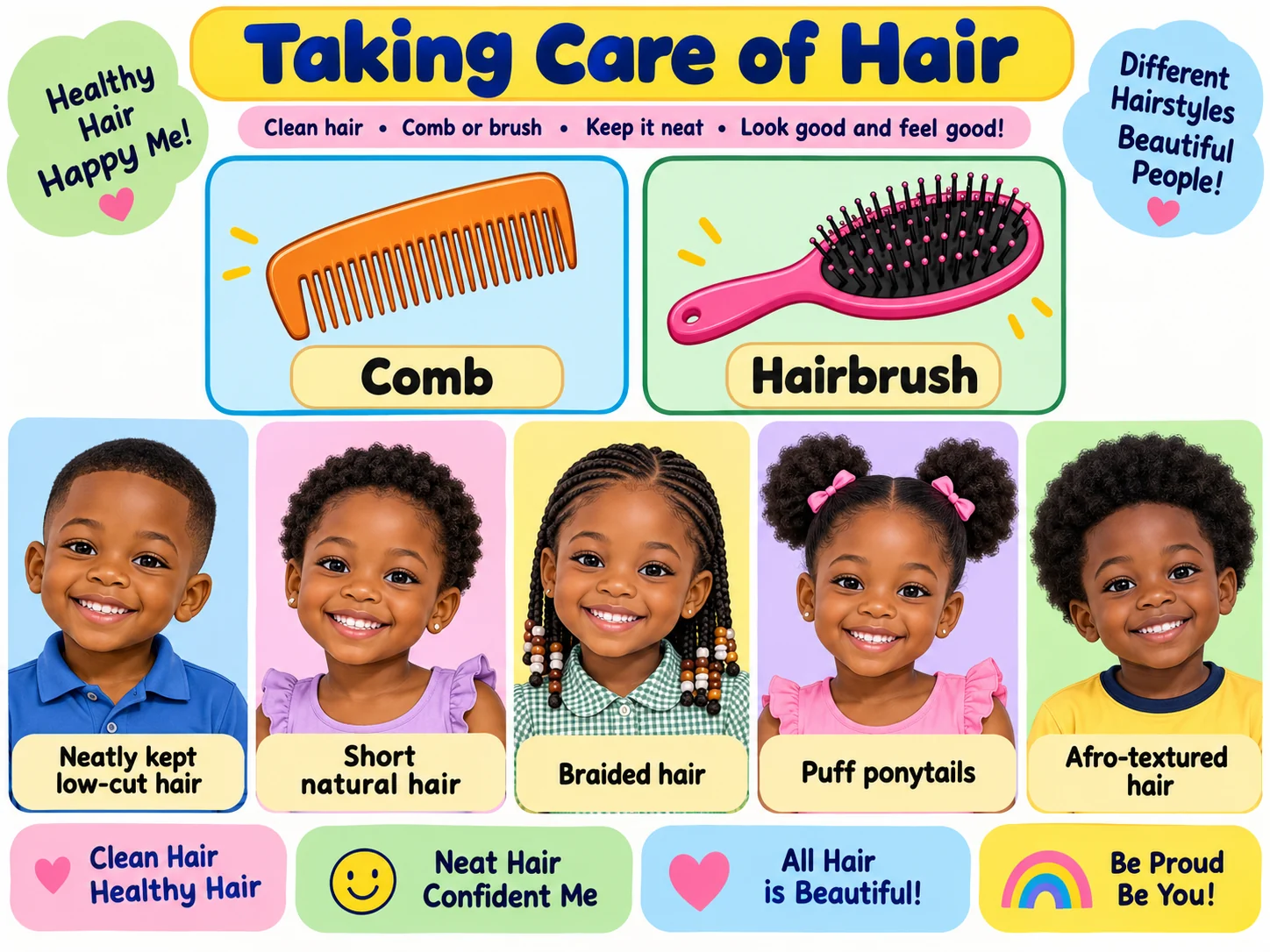 Taking care of hair educational illustration