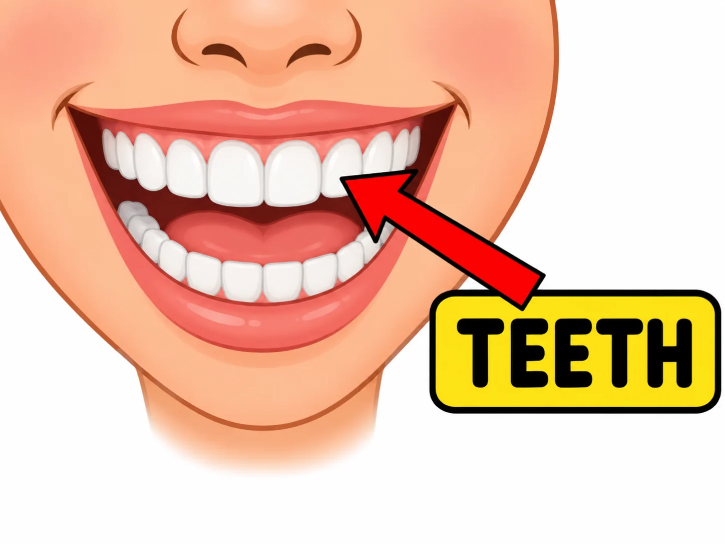 Illustration identifying teeth inside an open mouth